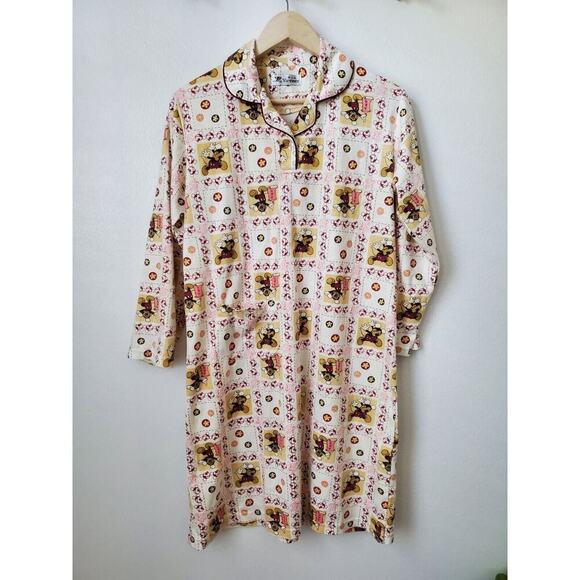 unknown Other - Korean Mickey Mouse sleep shirt nightgown M flannel knee length rare